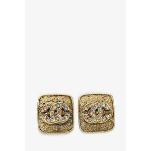 Pre-loved Chanel™ Gold Tone Square CC Logo Earrings